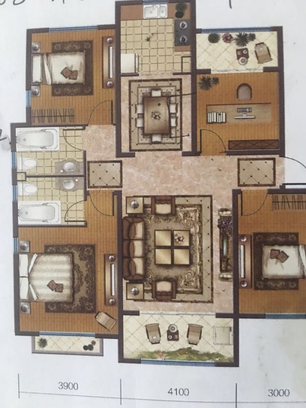 毛坯4室2廳2衛(wèi)145m21400元/月