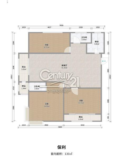 保利海德佳園  毛坯3室2廳2衛(wèi)135m2180萬(wàn)元